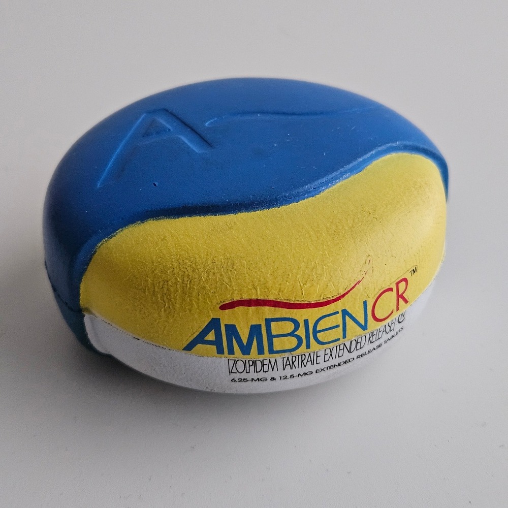 Ambien CR Stress Ball Promo Pharmaceutical Collectible Blue Yellow White Good